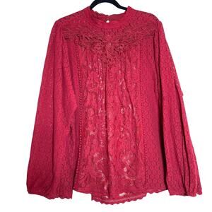 Torrid Women's Blouse All Over Lace Balloon Long Sleeves Sz 3X